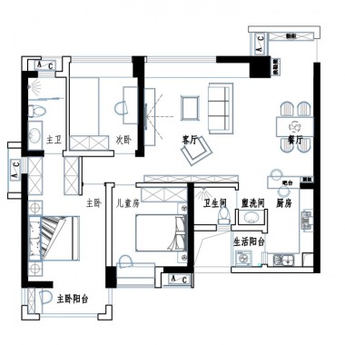 上海虹旭小区123平米三居室北欧风格8.8万半包装修案例效果图5667.jpg