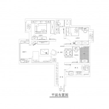 上海华沁家园89平米二居室现代简约风格6.5万半包装修案例效果图7968.jpg