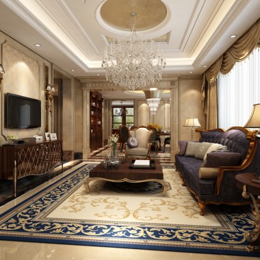 上海环岛翡翠湾340平米四居室简欧风格风格150万全包装修案例效果图7882.jpg