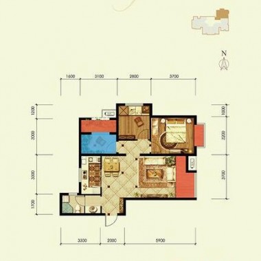 北京潮白河·孔雀英国宫89平米二居室现代简约风格8.5万全包装修案例效果图3020.jpg