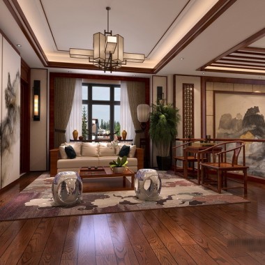 北京潮白河孔雀城伯顿庄园303平米四居室中式古典风格30万半包装修案例效果图1282.jpg