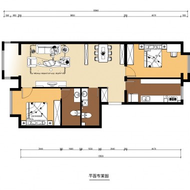 北京府前官邸105平米二居室现代简约风格9万清包装修案例效果图2074.jpg
