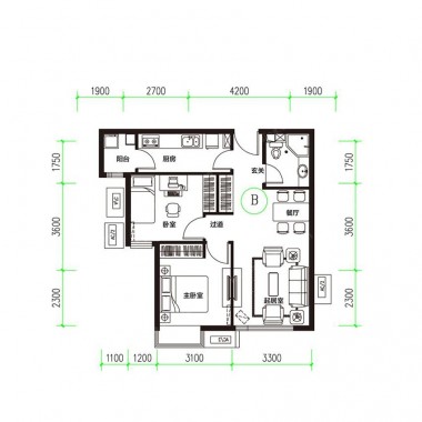 北京富力惠兰美居83平米二居室简欧风格风格7.4万全包装修案例效果图2242.jpg