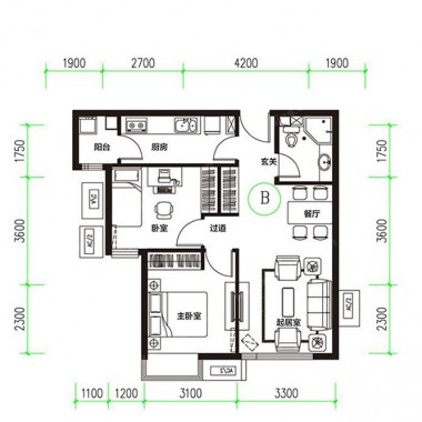 北京富力惠兰美居83平米二居室现代简约风格8.3万全包装修案例效果图2344.jpg