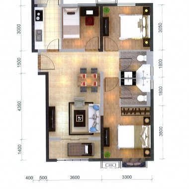 北京富力惠兰美居105平米三居室简欧风格风格5.4万全包装修案例效果图1086.jpg