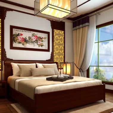 上海绿洲城市花园124平米三居室中式风格风格12万全包装修案例效果图8482.jpg