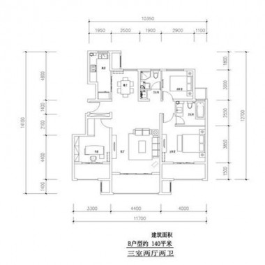 北京金科王府洋房140平米三居室欧美风情风格30万全包装修案例效果图1362.jpg