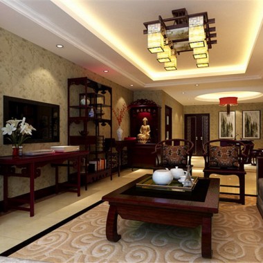 北京九龙花园120平米三居室中式风格风格14万全包装修案例效果图2521.jpg