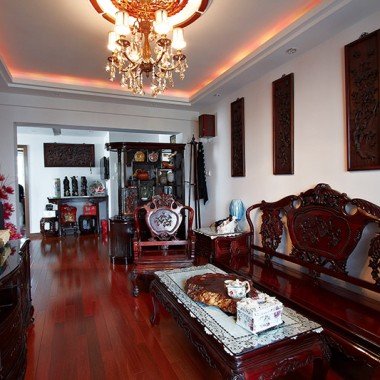 上海彭浦新村85平米三居室中式风格风格9.2万全包装修案例效果图6219.jpg
