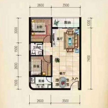 上海上海莘城102平米二居室田园风格风格28.3万全包装修案例效果图7102.jpg