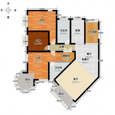 上海尚海湾豪庭二期122.8平米三居室现代简约风格24万全包装修案例效果图4600.jpg