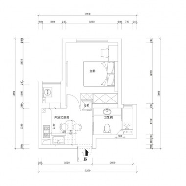上海申城佳苑40平米一居室现代风格11万全包装修案例效果图5100.jpg