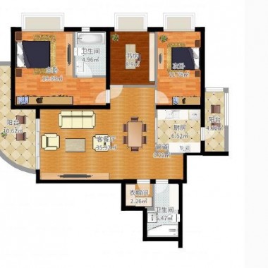 北京万科星园136.5平米三居室中式风格风格16万全包装修案例效果图5734.jpg