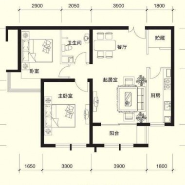 北京万年花城商业98平米二居室欧美风情风格8万全包装修案例效果图500.jpg