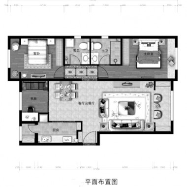 北京物资学院新建村125平米三居室新中式风格风格4.8万半包装修案例效果图2262.jpg