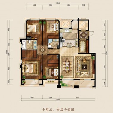 北京西山艺境(傲山湾)200平米四居室美式风格风格50万半包装修案例效果图116.jpg
