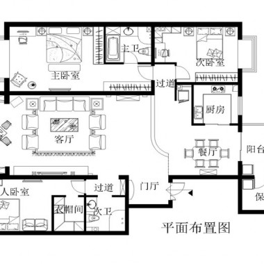 北京夏威夷水岸1号212.5平米四居室简欧风格风格32万全包装修案例效果图3803.jpg