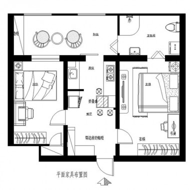 北京新源街社区60平米一居室现代简约风格8万全包装修案例效果图203.jpg