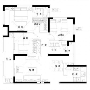 上海嘉宝紫提湾124平米三居室现代简约风格25万全包装修案例效果图21367.jpg