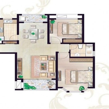 上海剑桥馨苑96平米二居室简约风格12.8万全包装修案例效果图21613.jpg
