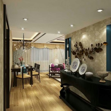 北京阳光上东129平米二居室新中式风格风格10万清包装修案例效果图3755.jpg