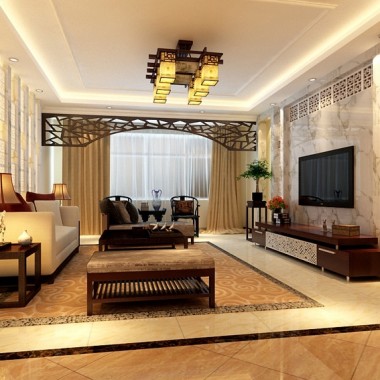 上海凯德嘉博名邸105平米二居室中式风格风格8.6万半包装修案例效果图20816.jpg