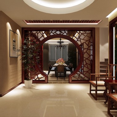 上海绿地香颂273平米四居室中式风格风格25万半包装修案例效果图18861.jpg