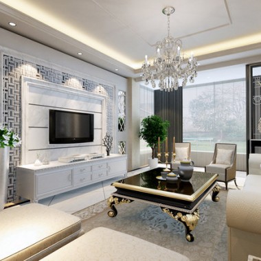 上海名都城140平米三居室现代简约风格9.3万半包装修案例效果图16523.jpg