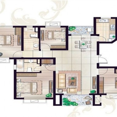 上海汤臣豪庭153平米三居室简欧风格风格18万全包装修案例效果图19427.jpg
