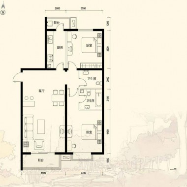 北京西马金润家园92平米二居室简约风格11万全包装修案例效果图911.jpg