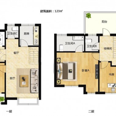 上海同济东时区123平米三居室西式古典风格58万全包装修案例效果图8488.jpg