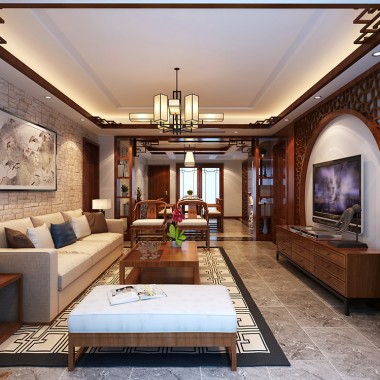 上海万邦都市花园127平米三居室中式风格风格15万半包装修案例效果图21104.jpg