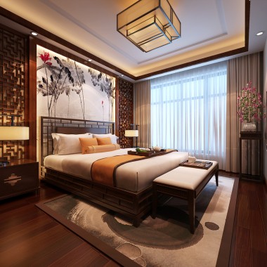 上海万邦都市花园127平米三居室中式风格风格15万半包装修案例效果图21118.jpg