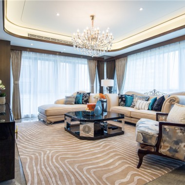 上海万科翡翠滨江210平米四居室新古典风格风格72万全包装修案例效果图7789.jpg