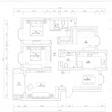 上海学问花园140平米三居室现代简约风格28万全包装修案例效果图19917.jpg