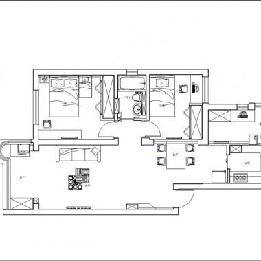上海欣源公寓105平米三居室现代简约风格12万半包装修案例效果图6946.jpg