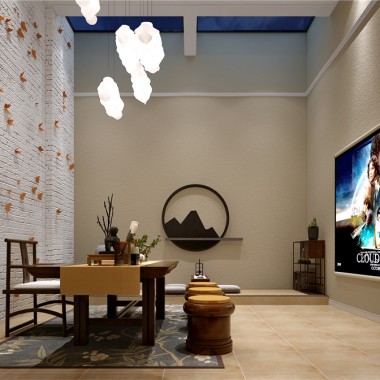上海新城上坤樾山美墅115平米三居室现代美式风格28万半包装修案例效果图16942.jpg