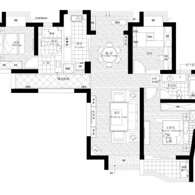 上海永业公寓144平米三居室美式风格风格23万全包装修案例效果图21493.jpg