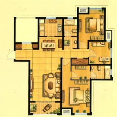 上海悠和家园120平米三居室现代简约风格13.4万全包装修案例效果图12981.jpg