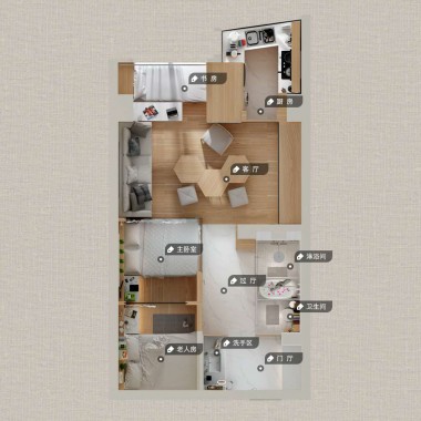 北京枣园小区48平米一居室现代简约风格7万全包装修案例效果图2827.jpg