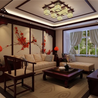 北京远洋天著洋房105平米三居室中式古典风格10.5万全包装修案例效果图917.jpg