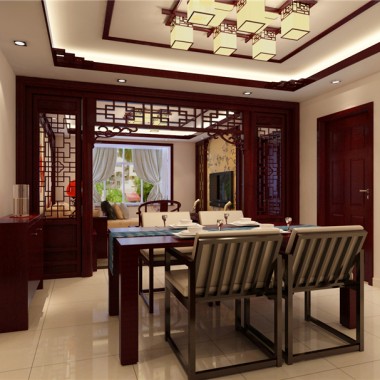 北京远洋天著洋房105平米三居室中式古典风格10.5万全包装修案例效果图921.jpg