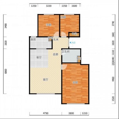 北京牛驼温泉孔雀城公寓134平米三居室简欧风格风格5.5万半包装修案例效果图898.jpg