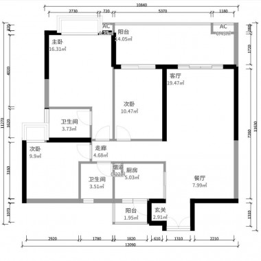 广州东风广场五期125平米三居室简欧风格15万全包装修案例效果图3523.jpg