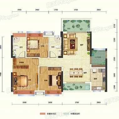 广州华海山屿海108平米三居室中式风格20万全包装修案例效果图3768.jpg