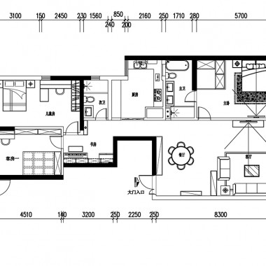广州汇港威华国际170平米三居室简欧风格43万全包装修案例效果图3369.jpg