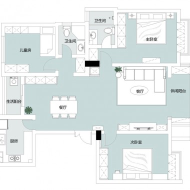 广州祈福新村153.8平米三居室北欧风格18万全包装修案例效果图3818.jpg