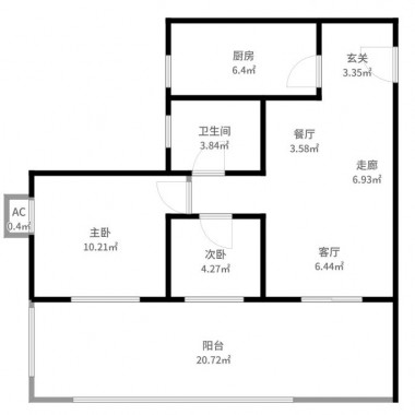 广州祈福新村C区80平米二居室现代风格15万全包装修案例效果图1645.jpg