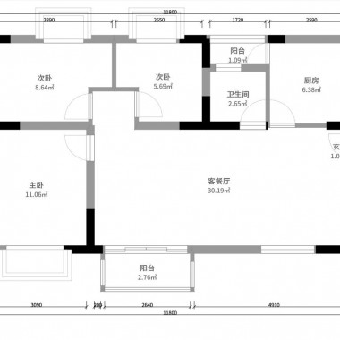广州世纪绿洲86平米二居室北欧风格12万全包装修案例效果图147.jpg