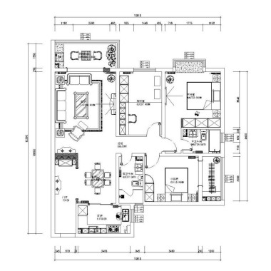 广州山水庭苑118.3平米三居室中式风格风格13万半包装修案例效果图7741.jpg
